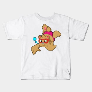 Bear at Swimming with Swimming goggles Kids T-Shirt